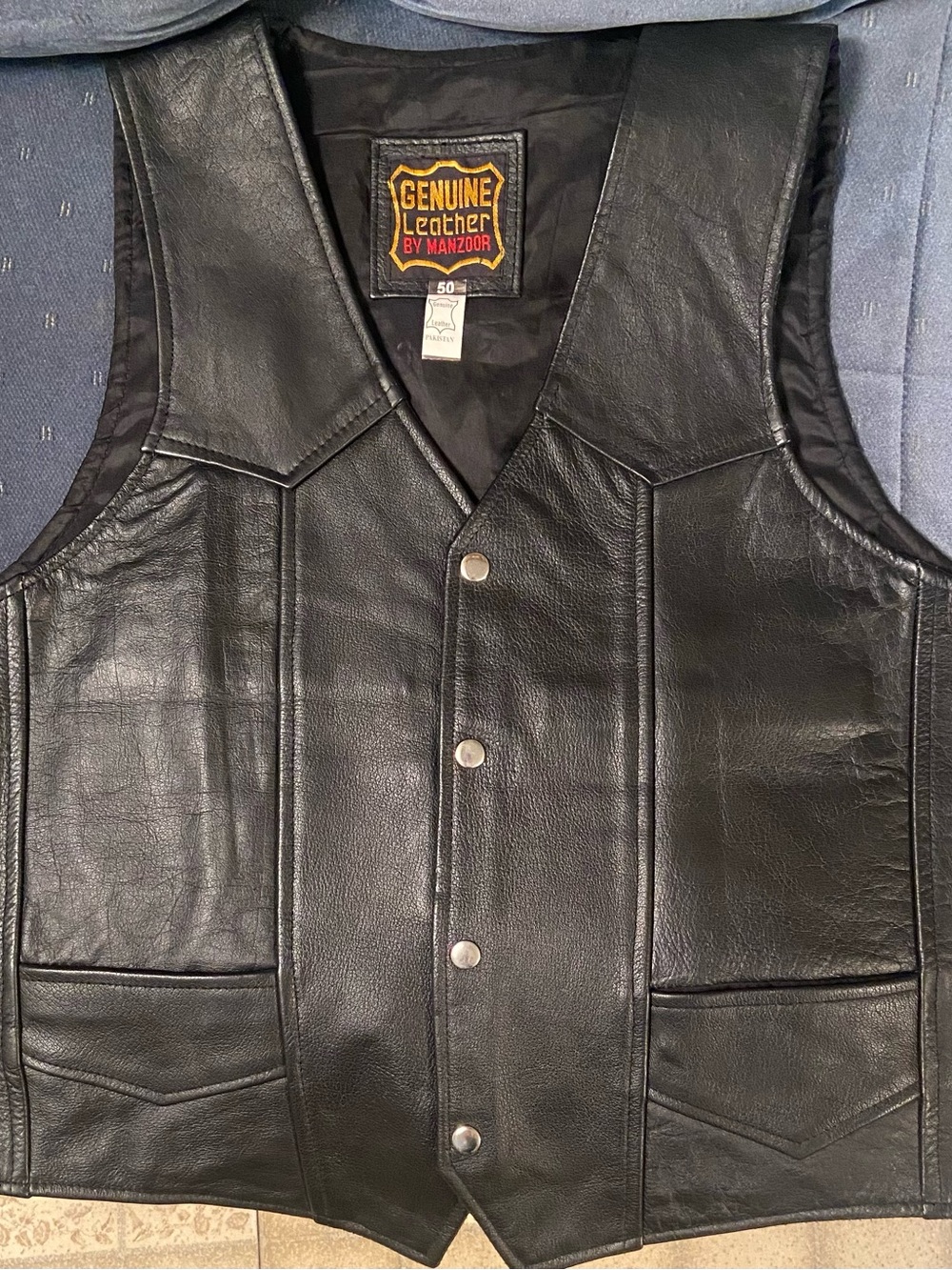 Genuine Leather Black Men's Vest by Manzoor